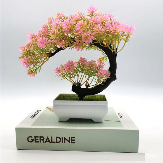 Artificial Plant Potted Moon Camellia Small Tree Bonsai Indoor Furnishings