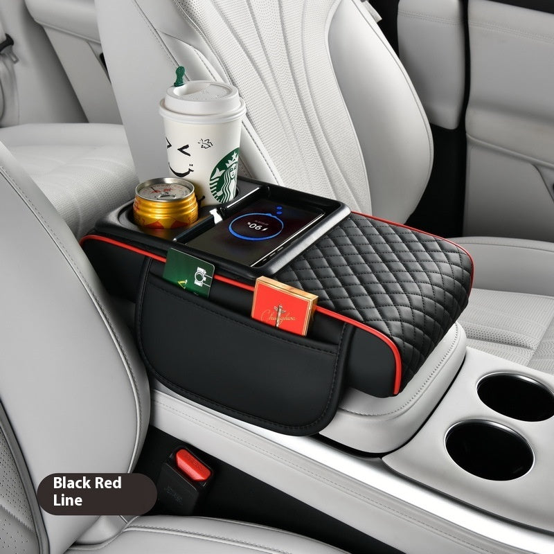 Automobile Armrest Box Cover Smart Wireless Charging Multifunctional Fast Charging Tissue Storage Box Water Cup Holder