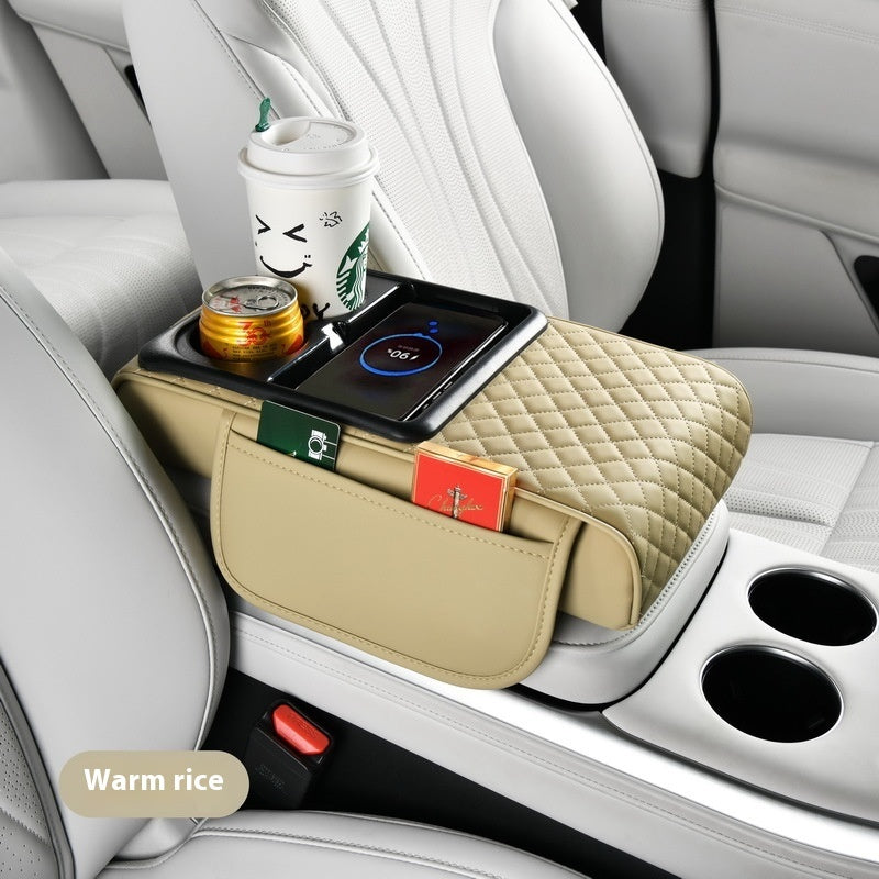 Automobile Armrest Box Cover Smart Wireless Charging Multifunctional Fast Charging Tissue Storage Box Water Cup Holder