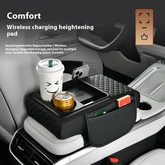 Automobile Armrest Box Cover Smart Wireless Charging Multifunctional Fast Charging Tissue Storage Box Water Cup Holder